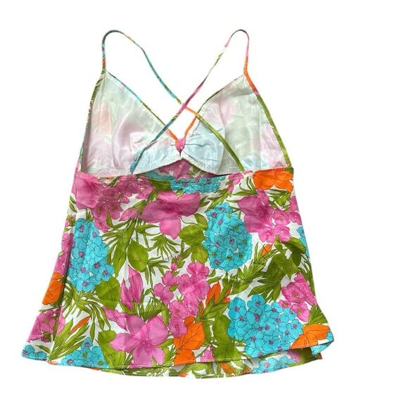 Y2K Vintage MILLY of New York Spaghetti Strap Silk Whimsical Floral Camisole - Picture 2 of 7